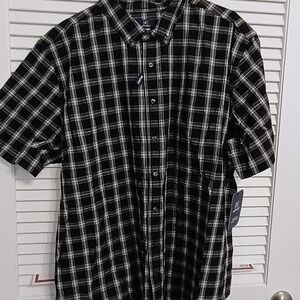 George Black and White Plaid Dress Shirt